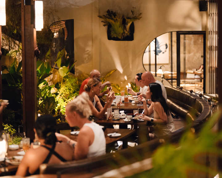 Guests enjoying Japanese dining experience at Dahana restaurant Bali